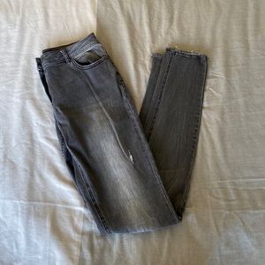 36” Inseam Distressed Grey Jeans